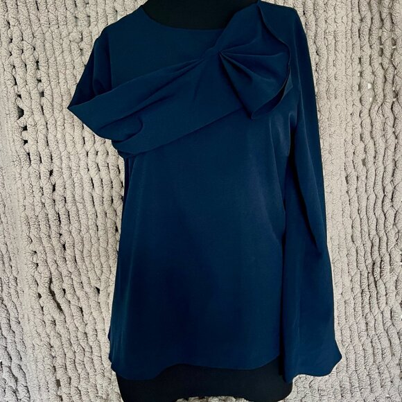 Banana Republic Factory Pull Over Navy Blue Long-Sleeve Blouse Size M - Picture 5 of 14
